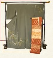 「野あそび(シダ)」×「異邦幾何文(錦袋帯)」