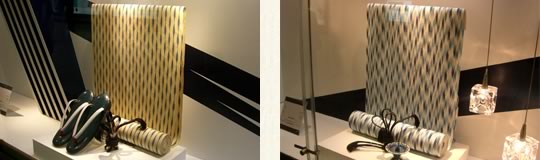 御召、日本橋三越本店ショーウィンドウに陳列される